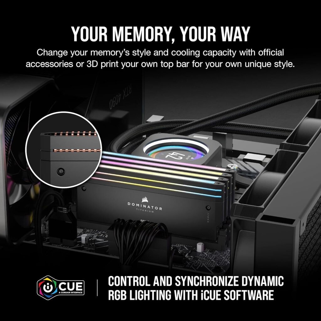 Corsair Dominator Titanium RGB 96Gb (2x48Gb) DDR5 6400Mhz CL32 Desktop RAM Black (CMP96GX5M2B6400C32) - Image 4